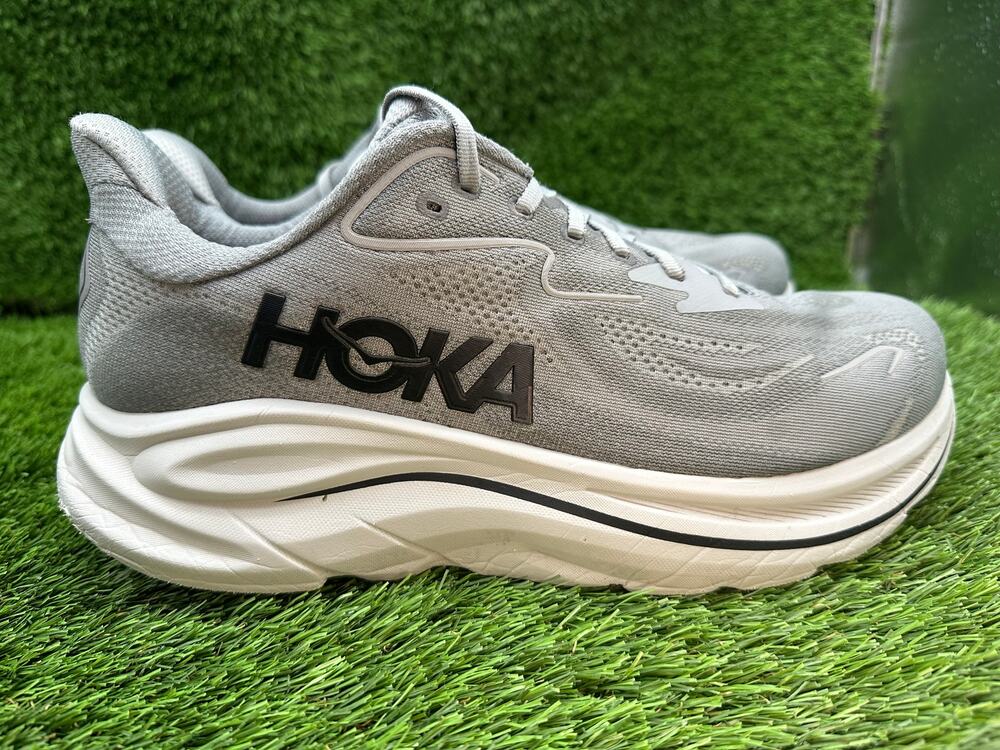 Hoka One One Clifton 10 1162032-GYST Athletic Sneaker Men 11.5 Gray Jacquard Gym